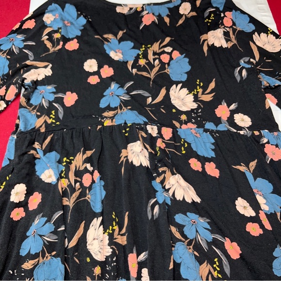 Torrid 1 BLUE floral TUNIC long Sleeve high waist scoop neck strrtchy knit shirt - Picture 10 of 14